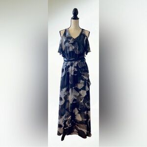 Colleen Lopez Black and Gray Maxi Dress